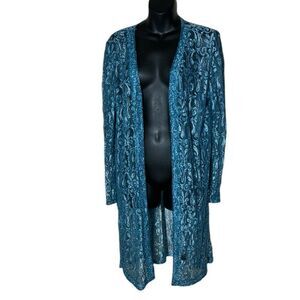 Long line mesh lace cardigan beaded rhinestone fairycore whimsical artsy western